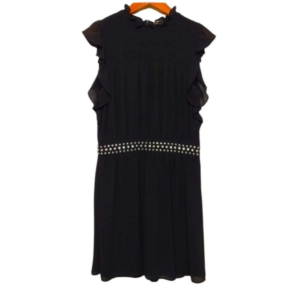 Michael Kors Studded Chiffon Dress with Pockets Size Medium Black - Picture 3 of 9